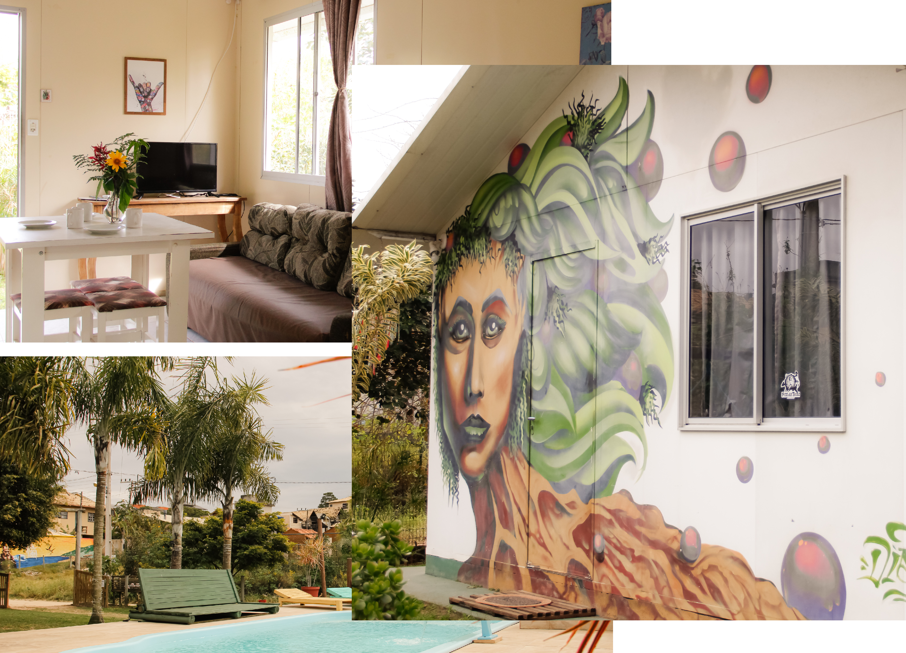 Piscina cercada pela natureza no Recanto Bella Rosa